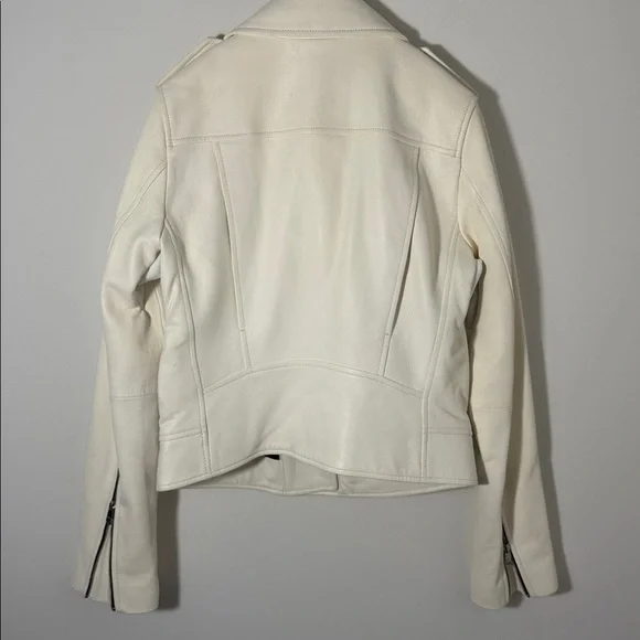 Banana Republic Leather Moto Jacket,‎ White SIZE XS             #425039 N0714 - Picture 4 of 9